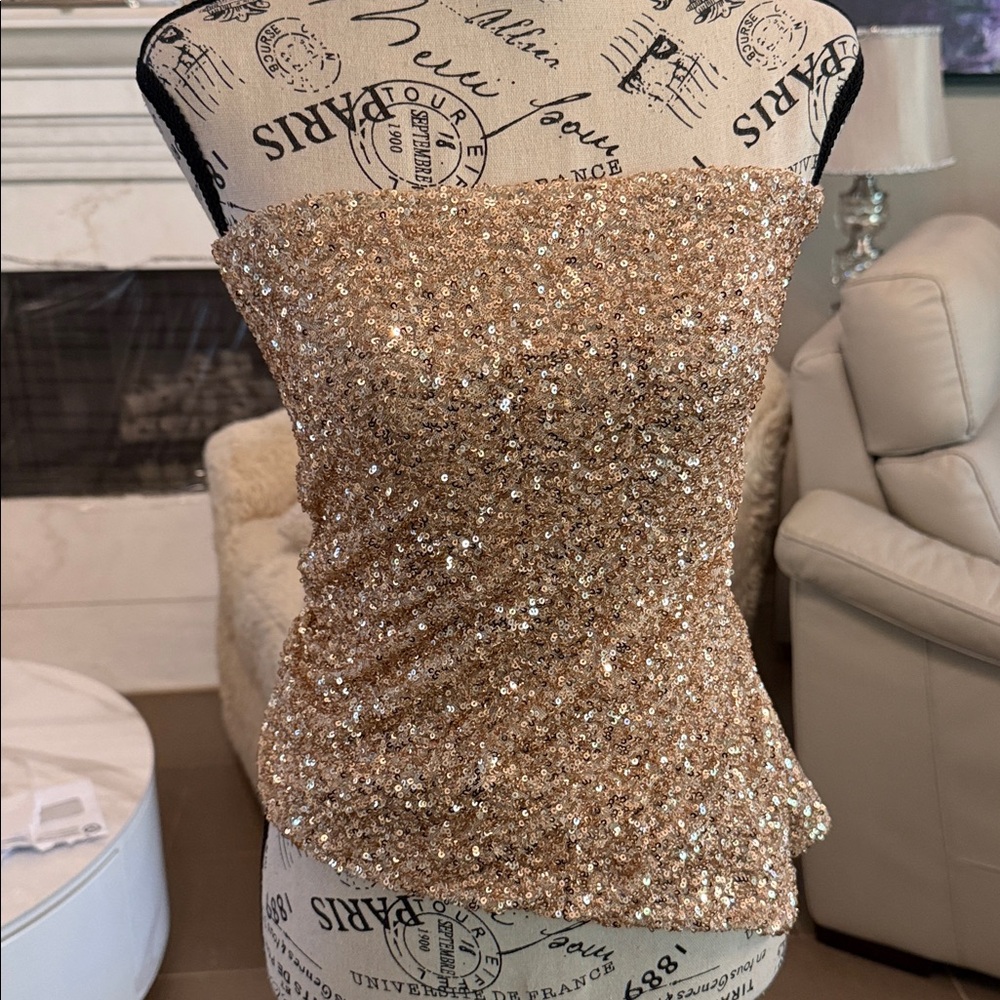 ๐ with tag ~ Edikted Sequin Asymmetric Slit Strapless Top - Picture 3 of 17
